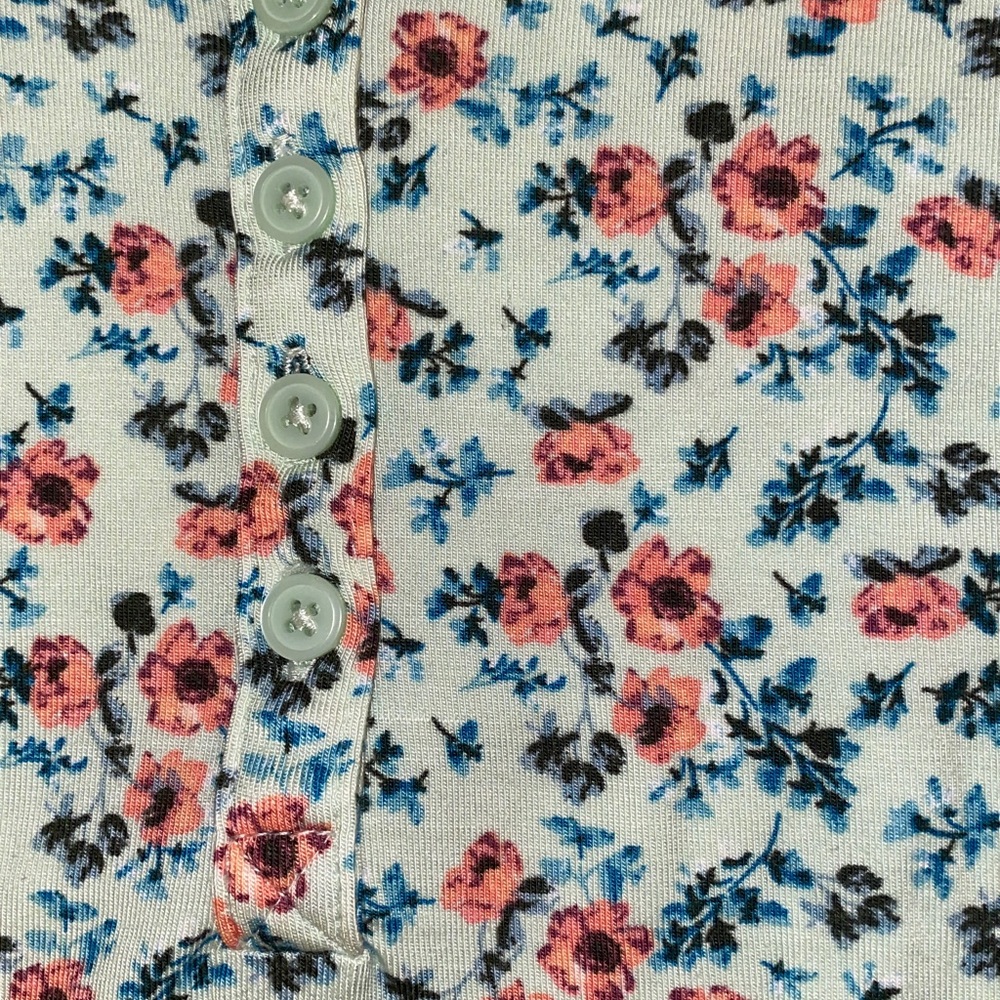 Loft Sleep Floral Henley Three-Quarter Sleeve Top - Picture 8 of 12